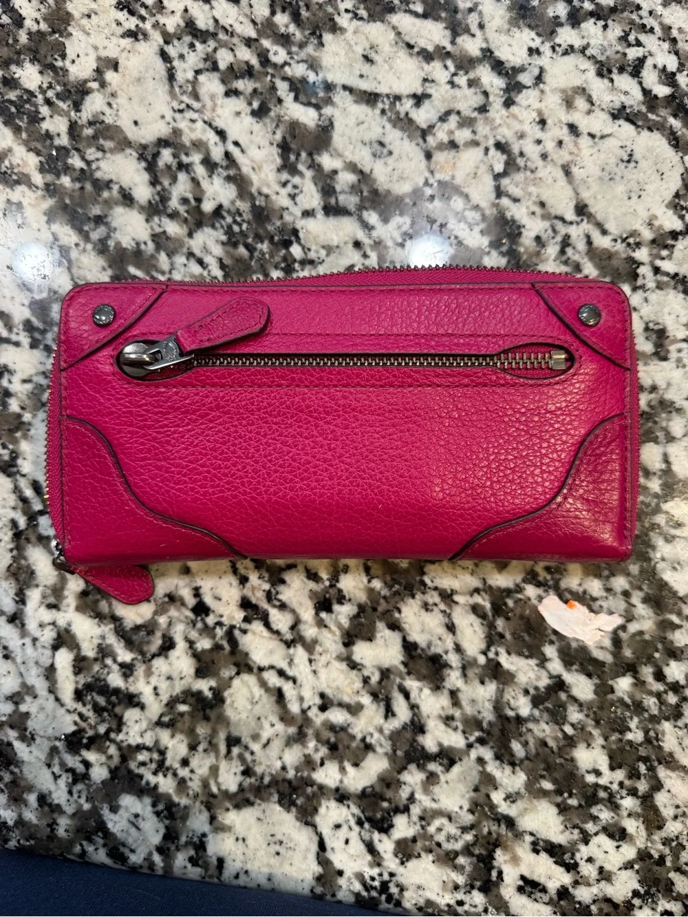 Coach Mickie Accordion Zip Around Wallet Pebbled Leather F52645 Pink